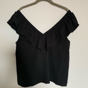 Ganni NWT Deep V Sleeveless Ruffle Blouse